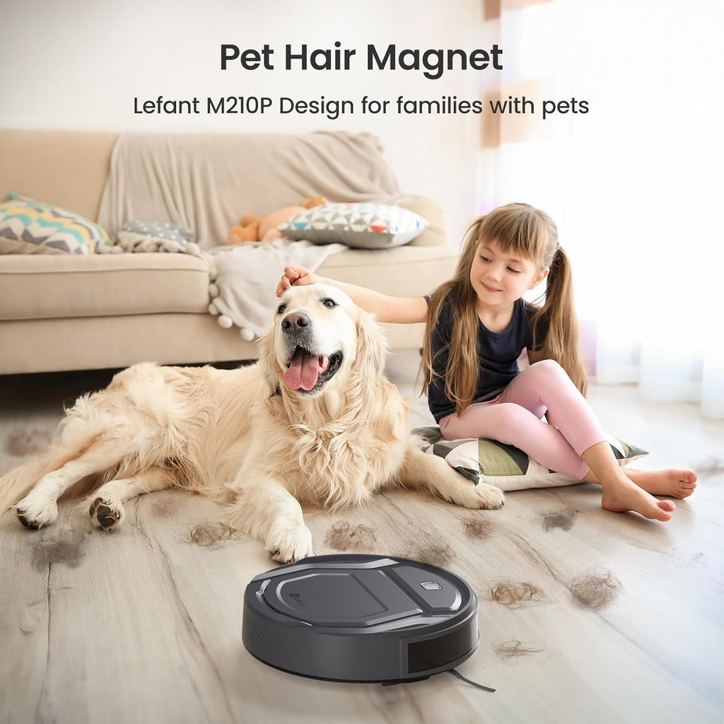 M210P Grey Robot Vacuum Cleaner Remote Control, Small Robot Robotic Vacuum 7.8cm Thin 28cm DIA, 2200 Pa Suction, Alexa Voice Control Self-Charging Robotic Vacuum Ideal for Pet Hair Hard Floor