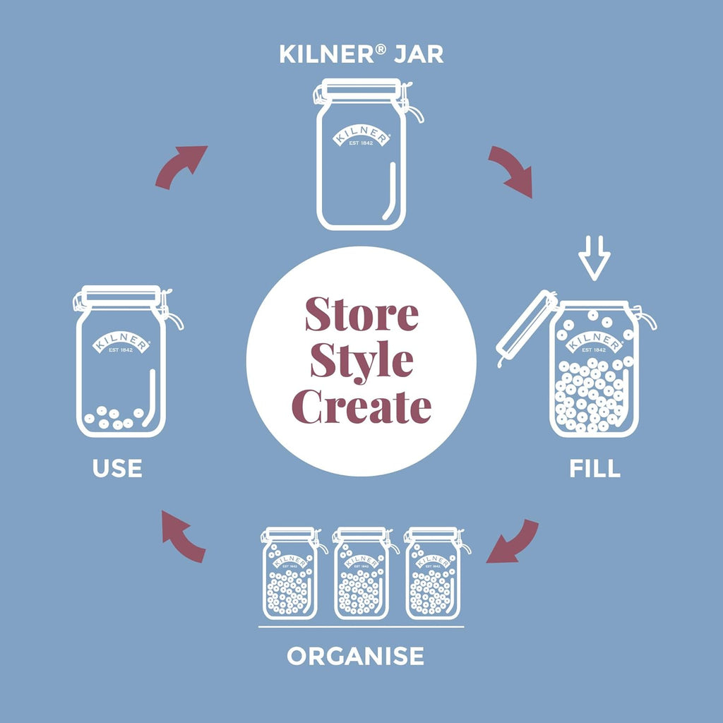 Clip Top Jar 1 Litre (1000 ml) Airtight Glass Storage Jar for Preserving Fruits Vegetables Coffee Tea Rice Flour Nuts Pasta