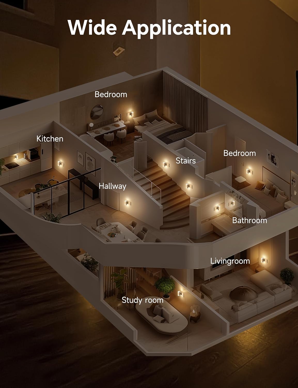 Night Light Plug in Wall, with Dusk to Dawn Photocell Sensor, 3000K Warm White, Brightness Adjustable, LED Night Light for Kid Sand Maternal, Bedroom, Hallway, Stairs, 2 Pack