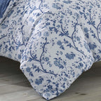 Laura Ashley Home Elise Bonus Luxury Premium Ultra Soft Duvet Coverlet, Lightweight Comfortable 3 Piece Bedding Set, Stylish Design for Home Décor, King, Medium Blue