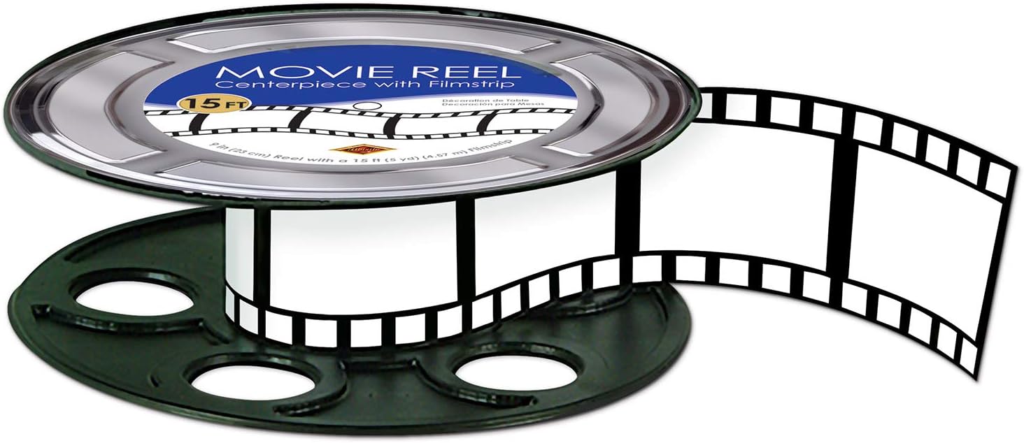 Beistle 50091 Movie Reel with Filmstrip Centerpiece Centrepiece, Cardboard, Multicolor