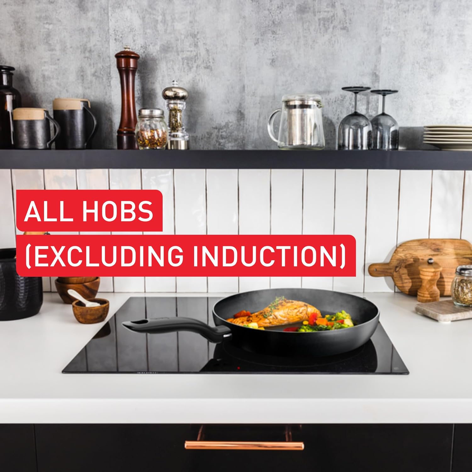 Titanium Essential Frying Pan 24 cm, Non-Stick Coating, All Hobs Compatible Except Induction, Metal Safe, Flawless Glide, Everyday Use, B9410444