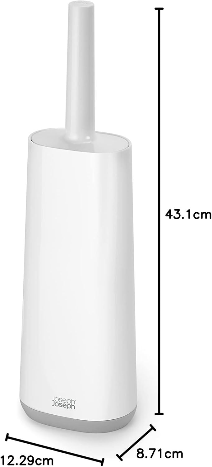 Flex - Smart Hygienic Silicone Toilet Brush with Holder Set, flexible anti-drip, anti-clog deep clean head - White/Grey