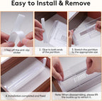 6 Pack Drawer Dividers, 3.2" High Expandable from 11.2-20" Adjustable Drawer Organisers,Clear Plastic Drawers Separators for Clothing, Kitchen Utensils and Office Storage