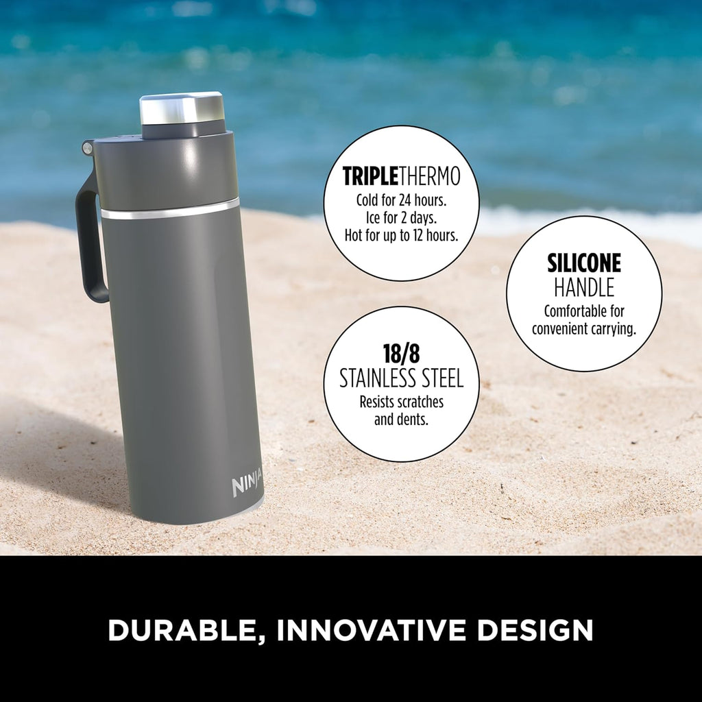 Thirsti Water Bottle and Flask 530 ML With Leak-Proof Lid, Designed For Carbonated, Hot & Cold Drinks. Ideal For Travel & Sports, Triple Insulated, Stainless Steel Bottle, Grey, DW1801EUUKGY