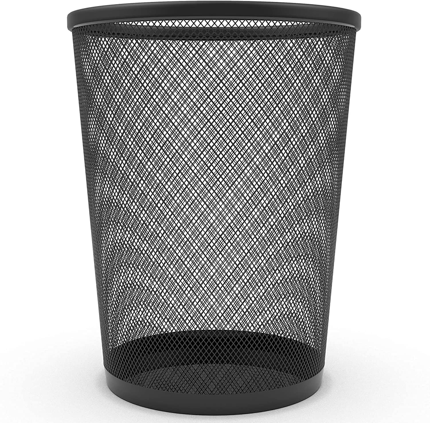 Mesh WasteBasket Black Metal Wire Garbage Trash Can For Office Home Bedroom Height 10.1" Width 10", 4 Gallon (16 Quart) (1, Black) Main image