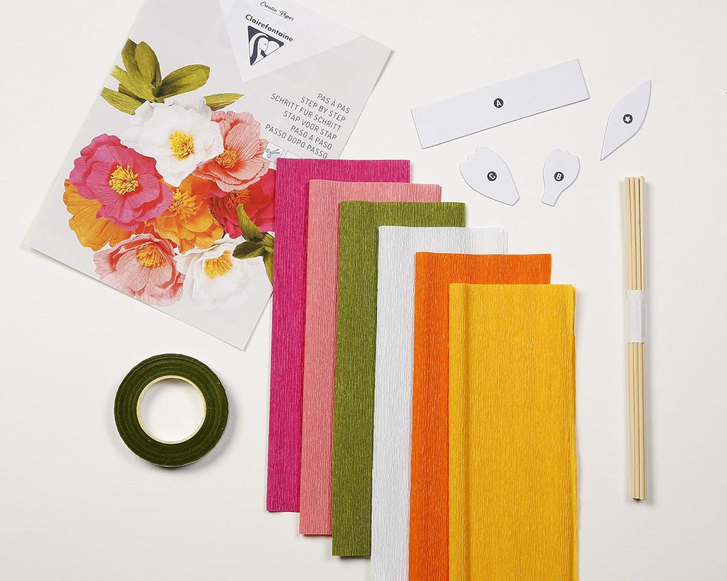 97705C Kit Crepon Florist DIY Bouquet of Flowers Paper Crepe Floral Adhesive Tape Step by Step Included Creative - leisure Arts & Crafts, medium
