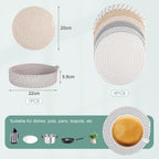 Kyrio Round Placemats, Trivets Mats Hotplate Mats, Heat Resistant Mat, for Kitchen, Restaurant,Dining Table, with storage basket(6PCS)