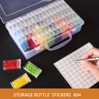 Seed Storage Box, 64 Slots Plastic Seed Storage Organizer Box with Label Stickers and Tweezers, Independent Compartment Design for Vegetable, Fruits, Flower, Chili Seeds (64 Slots)