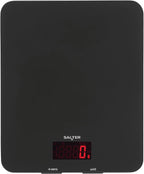 1150 BKDR Digital Kitchen Scales, Stylish Glass Design, Cooking Scale for Home/Kitchen, Measures Liquids & Fluids, Metric/Imperial, Add & Weigh Function, Red Easy Read Display, Black