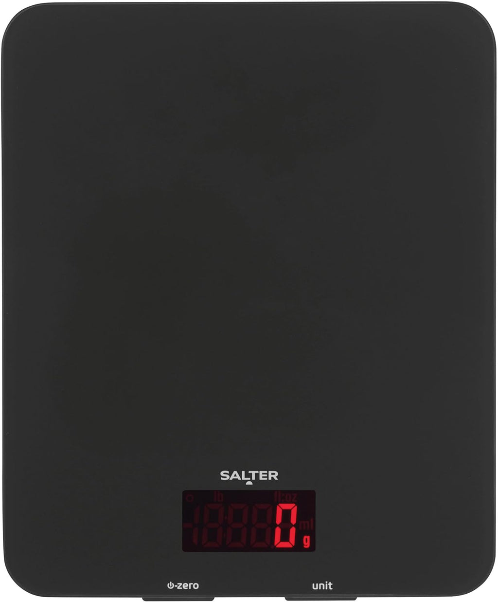 1150 BKDR Digital Kitchen Scales, Stylish Glass Design, Cooking Scale for Home/Kitchen, Measures Liquids & Fluids, Metric/Imperial, Add & Weigh Function, Red Easy Read Display, Black