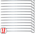 Ram© 1B09W9YRSNQ2 X Kebab Skewers, Set of 12 Stainless Steel BBQ Grilling Skewers Flat Reusable Metal Skewer Sticks for BBQ, Cocktail, Shish Kabob, Party Essentials, 30cm