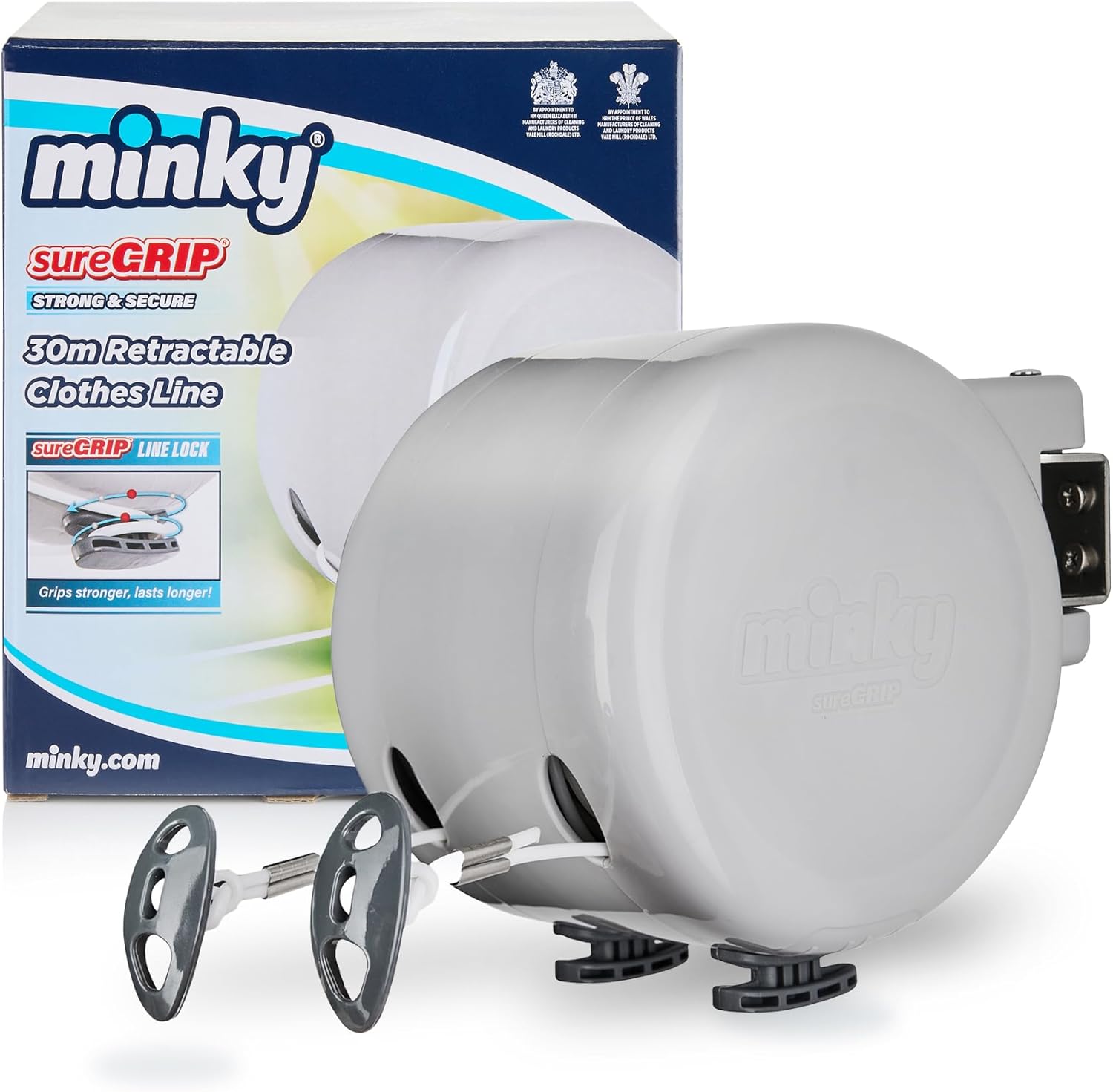Retractable Duo Reel Washing Line, Grey, 2x15m, packaging may vary