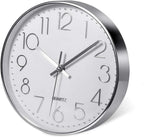 Delgeo Modern Silent Wall Clock 25-30cm, Minimalist Silver Clock for Living Room & Kitchen,Premium Wall Decor for Home Office