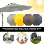 TWSOUL Replacement Parasol Fabric Cover, 3 m 8 Ribs Parasol Replacement Canopy Cover, Anti-Ultraviolet Patio Umbrella Cloth Cover (Grey, 3 m / 8 Ribs)