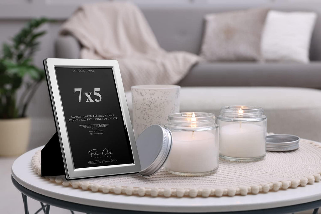 Silver Plated Photo Frame Picture Frame Plain Satin Finish and Tarnish Protected for Wedding Picture or Family Photos (7x5)