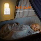 GD103UK-1 Night Light Plug in Wall with Dusk to Dawn Photocell Sensor, 4 Levels Brightness Adjustable, Night Light Kids for Children's Room, Hallway, Bedrooms, Garage, Warm White