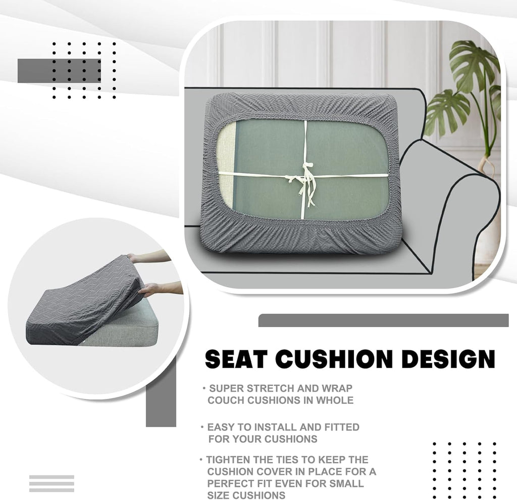 Stretch Sofa Seat Cushion Cover, Fitted Sofa Cushion Slipcovers, Couch Cushion Covers, Replacement for Individual Cushion Furniture Protector (Large 1 Seater, Light Gray)