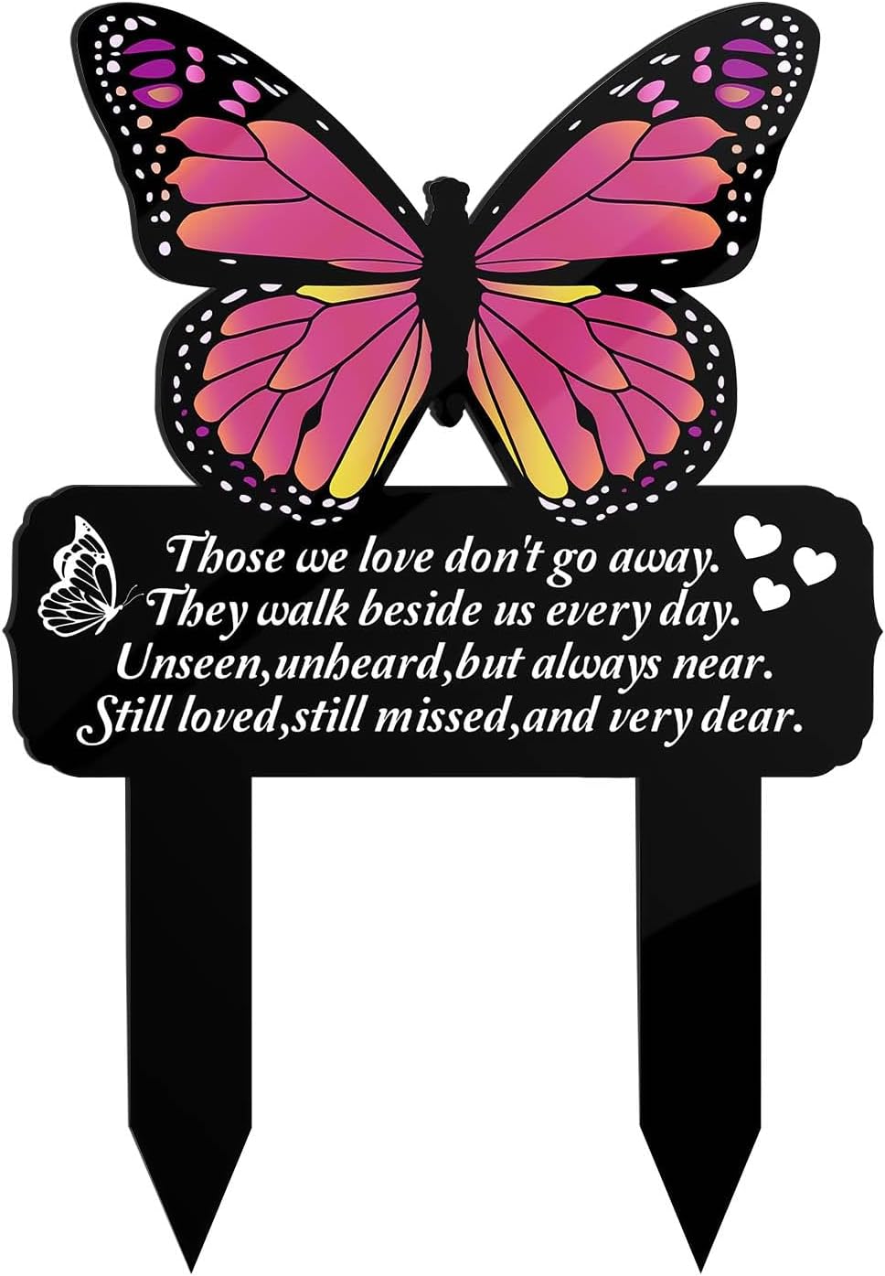 Memorial Grave Stake Markers, Grave Decorations for Cemetery Grave, Acrylic Sympathy Butterfly Plaque, Waterproof Remembrance Plaque for Cemetery, Yard Garden Decoration with Verse Main image