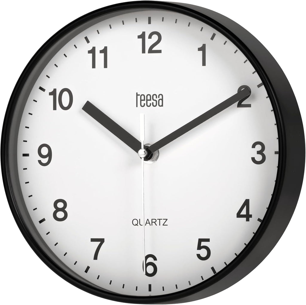 Teesa Clock Analog Wall Universal 20 cm TSA0038B Black
