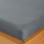 Double Fitted Sheet - 135 x 190cm with 30cm Deep Pocket, Soft Brushed Microfibre, Wrinkle-Free, Easy Care, Fade & Shrink Resistant by MAGNA COLLECTION (Grey, Double)
