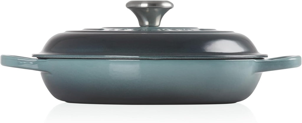 Signature 21180263602430 Enamelled Cast Iron Shallow Casserole Dish With Lid, 26 cm, 2.2 Litres, Ocean