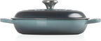 Signature 21180263602430 Enamelled Cast Iron Shallow Casserole Dish With Lid, 26 cm, 2.2 Litres, Ocean