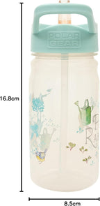 Peter Rabbit Classic Water Bottle with Flip up Straw 400ml –Official Merchandise by Polar Gear – Kids Reusable Non Spill BPA Free - Recyclable Plastic – For School Nursery Sports Picnic – Blue