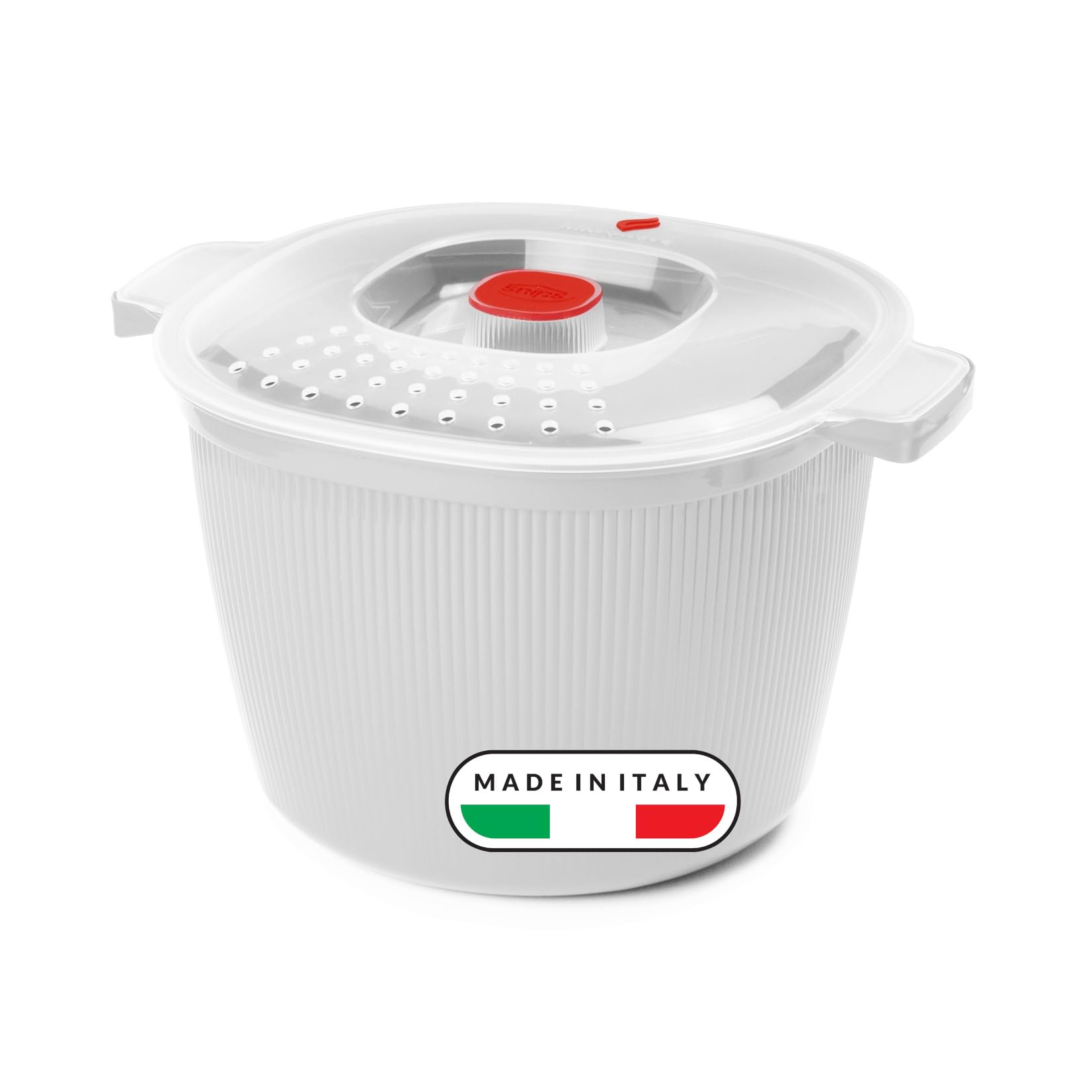 Pasta Cooker for Microwave 26.5 x 22 x 16.5 cm -, 4 LT, Microwave Container, White 100% Made in Italy