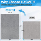 FIXSMITH Grey Microfibre Cleaning Cloth -Pack of 50, 16"X12" Cleaning Rags for Housekeeping and Kitchen, Reusable Shop Towels for Car, Lint Free, Scratch-Free, Highly Absorbent Microfibre Towels