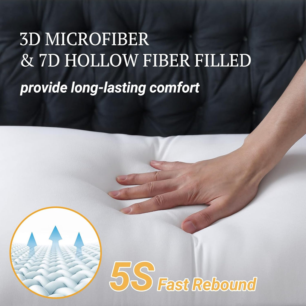 Pillows 2 Pack Hotel Quality, 820GSM Microfiber Filled Luxury Pillows, Medium Firm for Head & Neck Support, Machine Washable