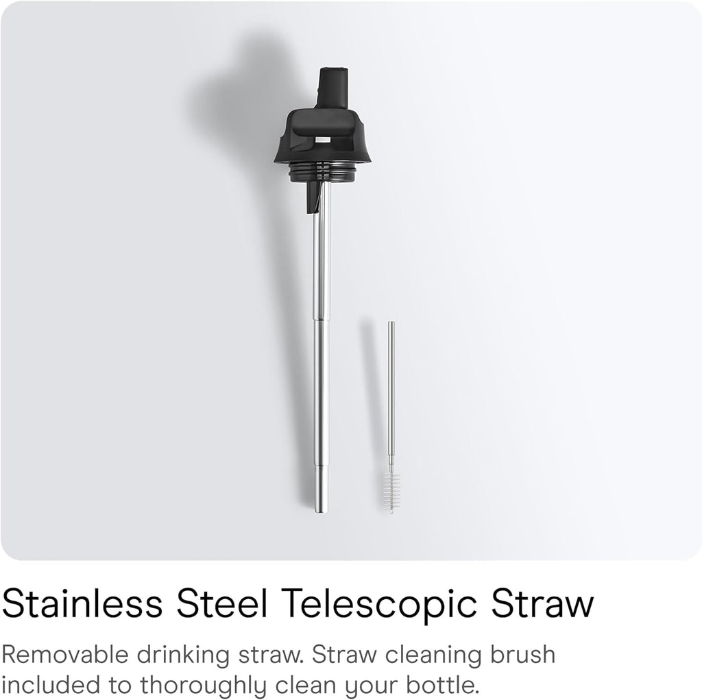 Series 2 Flip Water Bottle with Sports Lid, Telescopic Straw and Nylon Carry Loop - Easy Flip Lid, Straw Cleaning Brush Included