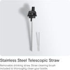Series 2 Flip Water Bottle with Sports Lid, Telescopic Straw and Nylon Carry Loop - Easy Flip Lid, Straw Cleaning Brush Included
