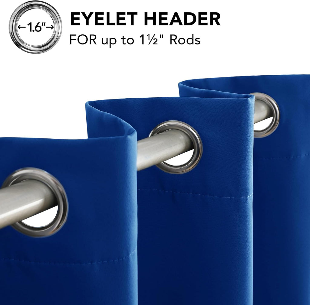 Blue Blackout Curtains Eyelet Thermal Insulated Bedroom Blackout Curtains for Living Room 46 x 54 Inch Drop 2 Panels