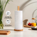 Housewares Eco-friendly Kitchen Roll Holder Rubberwood Toilet Roll Holder Sturdy Base Antifungal Paper Towel Holder for Kitchen Toilet Home