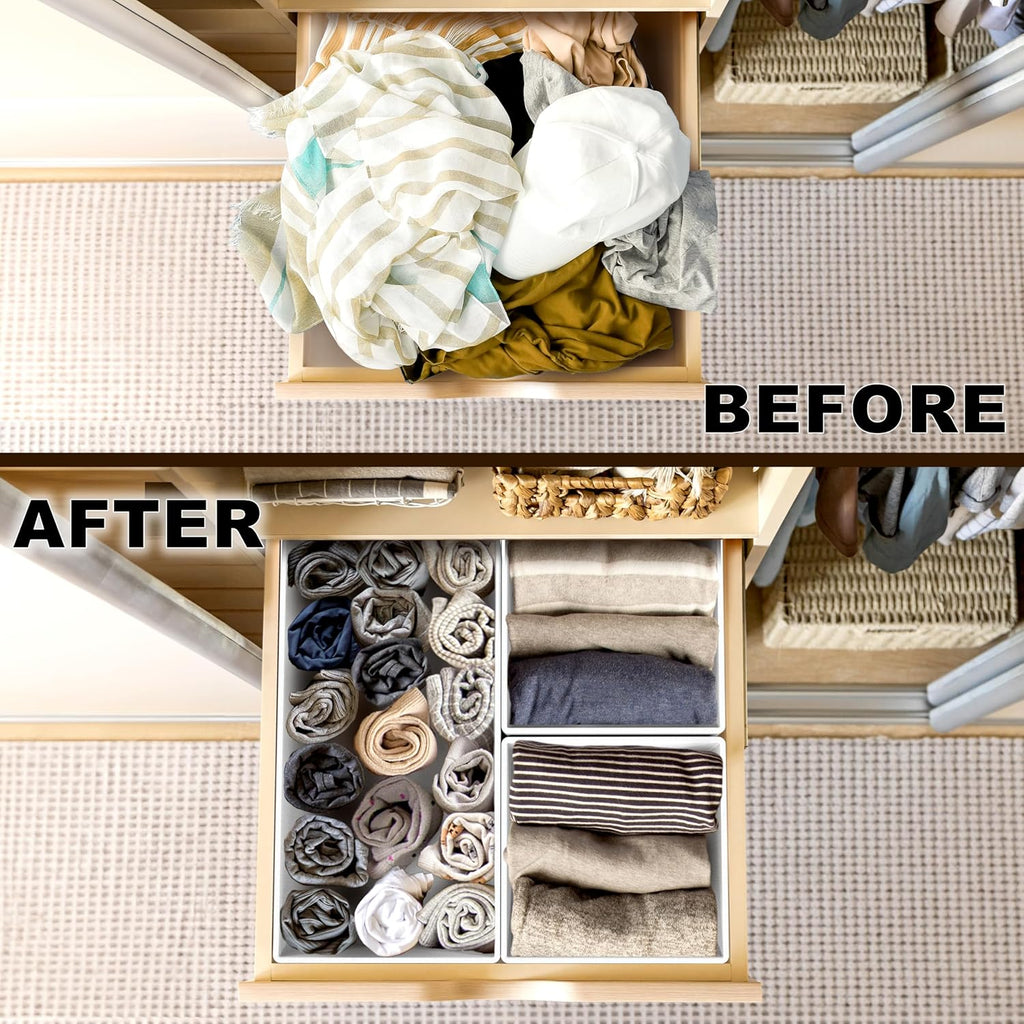 Simple Houseware Foldable Cloth Storage Box Closet Dresser Drawer Divider Organizer Basket Bins for Underwear Bras, Gray (Set of 6)