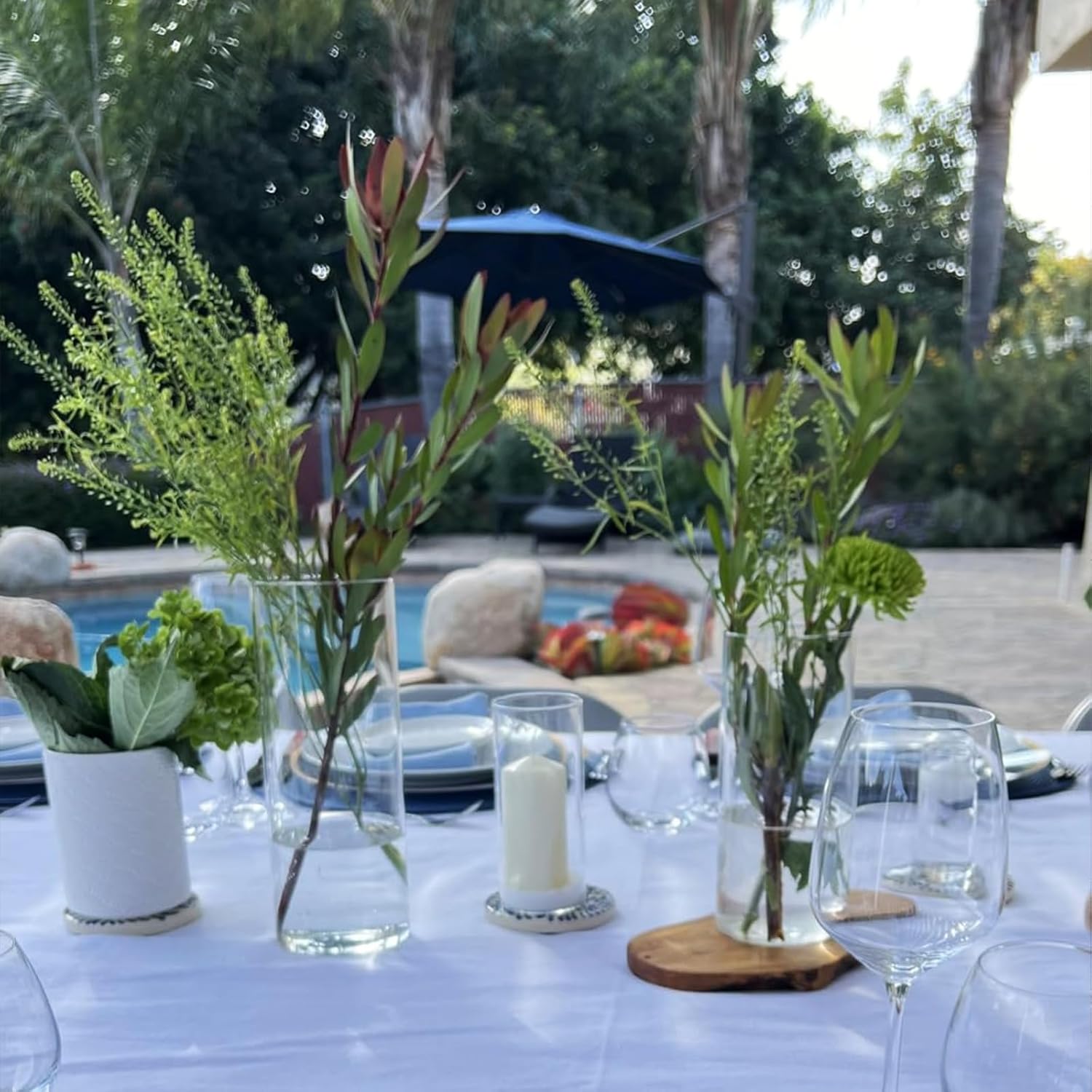 6 Pack Hurricane Candle Holder Glass Cylinder, 4 inch 6 inch 8 inch Glass Candle Holder, 10cm 15cm 20cm Clear Vases Flower Vases for Home Party Decorations Wedding Centrepieces
