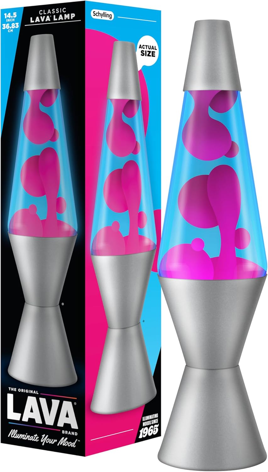 Lamp - 14.5"- The Original Motion Lamp - Pink and Blue Liquid with Silver Base - Item #2102