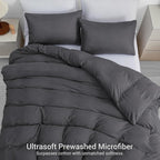 Single Duvet Cover Set Pack Of 4 - Pre-Washed Microfibre Bedding Set for Added Softness & Comfort - Lightweight Premium Quilt Cover Set for All Seasons With Zipper Closure