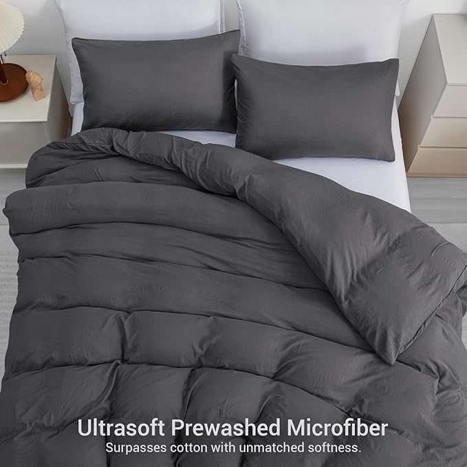 Single Duvet Cover Set Pack Of 4 - Pre-Washed Microfibre Bedding Set for Added Softness & Comfort - Lightweight Premium Quilt Cover Set for All Seasons With Zipper Closure