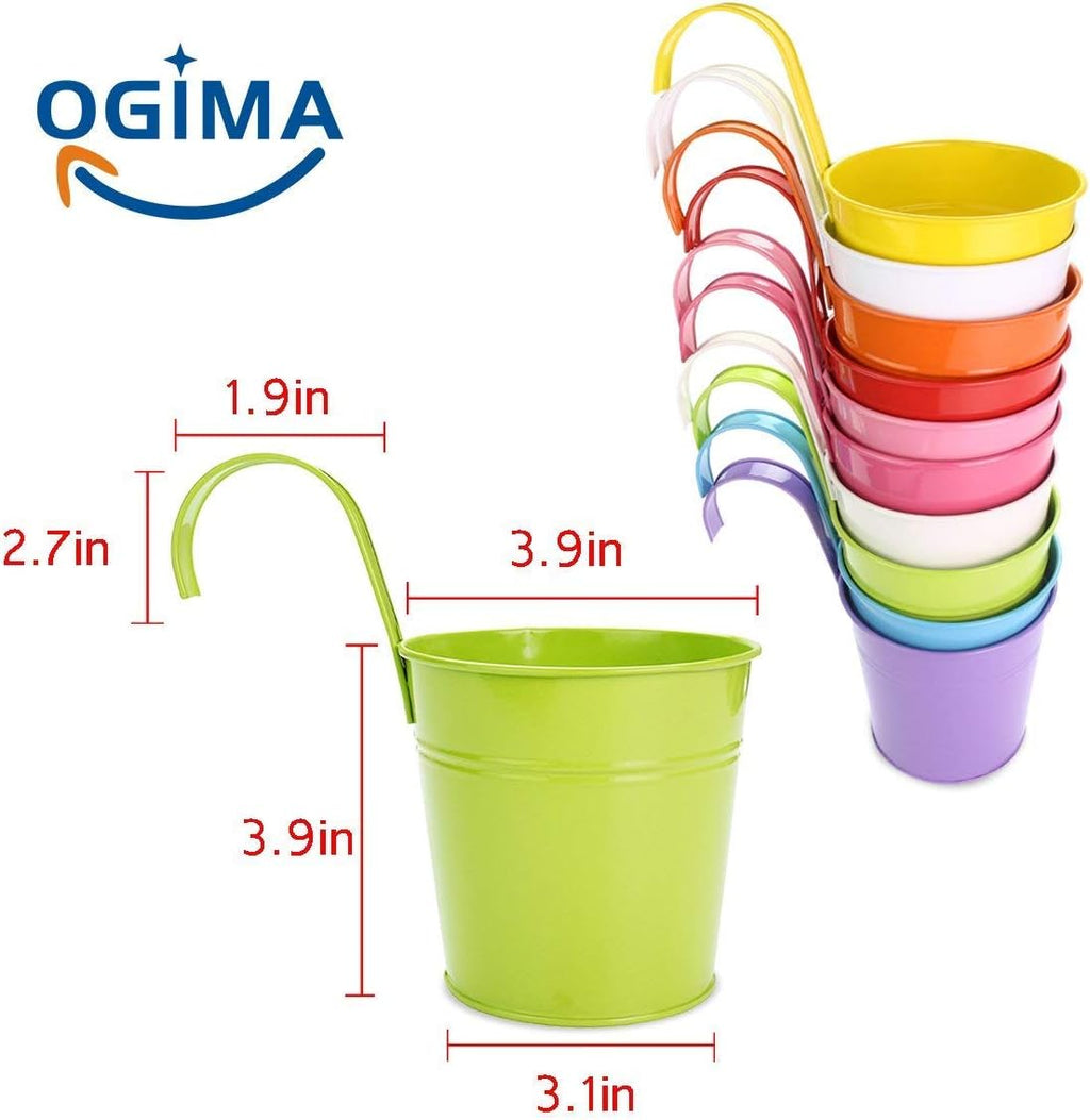 OGIMA 10 x Metal Iron Flower Pot Vase Hanging Balcony Garden Planter Home Decor