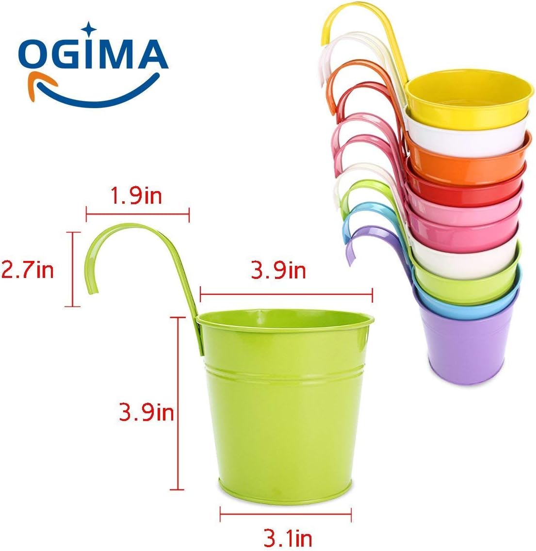 OGIMA 10 x Metal Iron Flower Pot Vase Hanging Balcony Garden Planter Home Decor