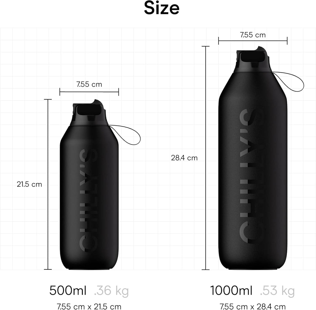 Series 2 Flip Water Bottle with Sports Lid, Telescopic Straw and Nylon Carry Loop - Easy Flip Lid, Straw Cleaning Brush Included