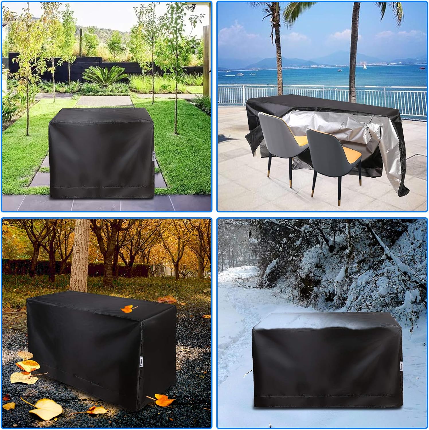 Garden Furniture Covers Waterproof, Outdoor Patio Table Covers Heavy Duty 210D Anti-UV Windproof Protective Cover for Outside Rattan Table and Chair Set (126x126x74cm)