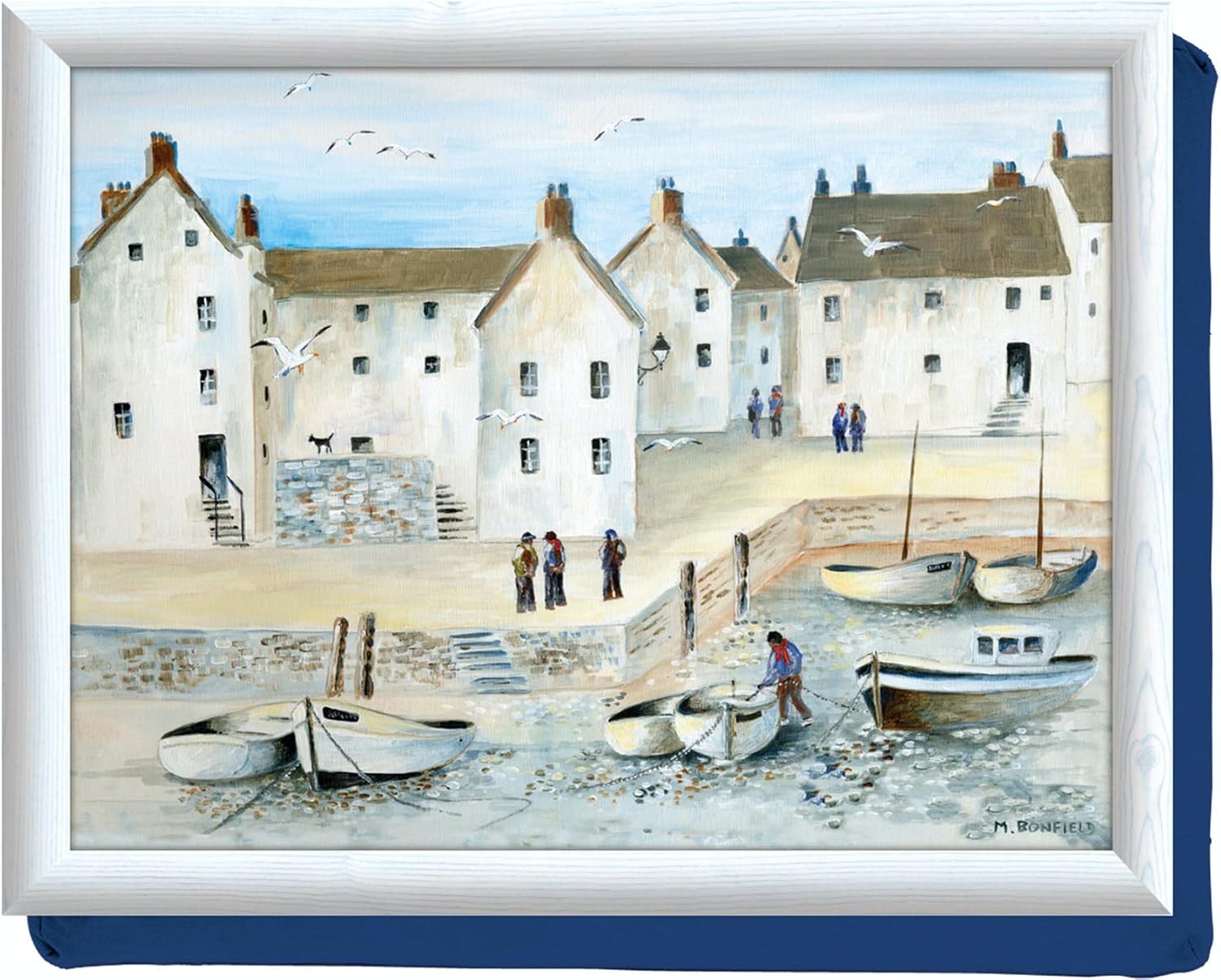 Creative Tops “Cornish Harbour” Lap Tray with Cushion, Bean Bag Cushioned, 44 x 34cm