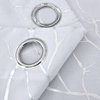 Kotile Silver Tree Branch Curtains 63 Inch Length, Metallic Shimmer White Curtains for Bedroom, Grommet Top Privacy Semi-Sheer, 52 x 63 Inch, 2 Panels