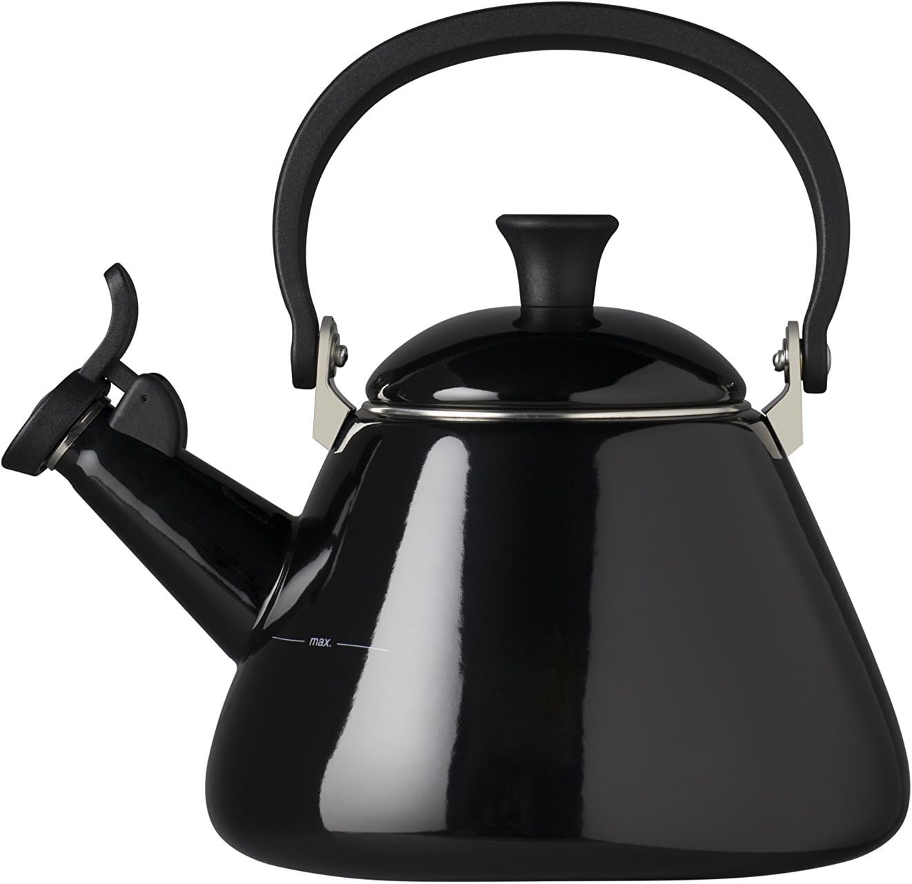 Kone Stove-Top Kettle with Whistle, Suitable for All Hob Types Including Induction, Enamelled Steel, Capacity: 1.6 L, Black Onyx, 40101021400000