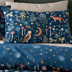 Enchanted Twilight Animals Reversible King Duvet Cover Set with Pillowcases Navy Blue