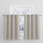Natural Thermal Eyelet Curtains - Short Energy Saving Window Treatment Curtains & Drapes for Home Decor Privacy Protected Drapes for Kitchen/Cafe/Caravan, 52 x 36 Inches, 2 Panels