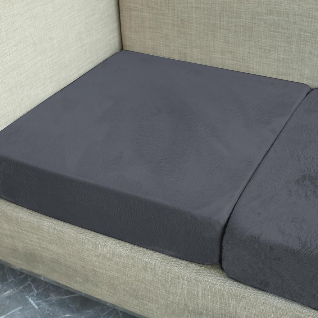 Sofa Seat Cushion Cover, Sofa Cushion Slipcovers Stretch Velvet, Universal Non-Slip Couch Cushion Covers Replacement for Individual Cushion with Elastic Bottom (1 Seater, Dark Grey)